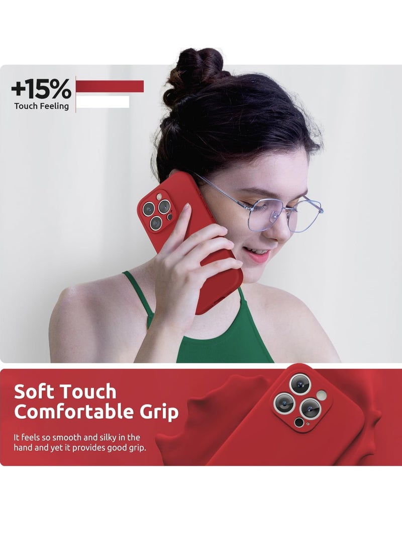 ELTRAZONE Design for iPhone 15 Pro Max Case, Liquid Silicone [2 x Screen Protectors & 1 x Lanyard] Protection for Each Lens Shockproof Cover for iPhone 15 Pro Max 6.7 inch 2023, Red - Image 5