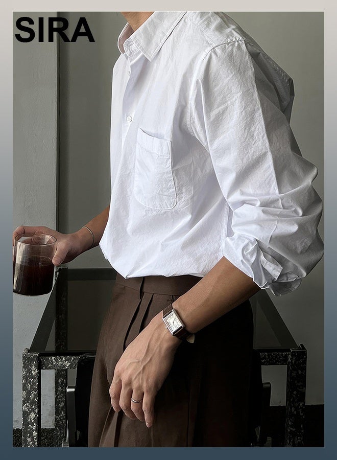 SIRA Men's White Linen Shirt - Breathable Long Sleeve Casual Shirt | Relaxed Fit | Soft & Lightweight | Perfect for Home, Travel & Outdoor (Linen Cotton Blend) - Image 5