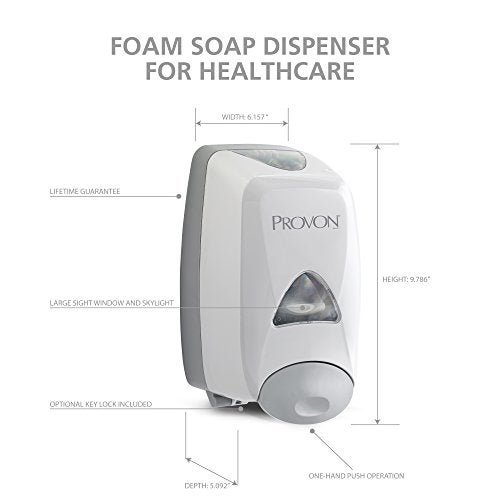 Gojo PROVON FMX-12 Push-Style Foam Soap Dispenser, Dove Grey, for 1250 mL PROVON FMX-12 Foam Soap, Shower Soap Refills (Pack of 1) – 5160-06 - Image 4