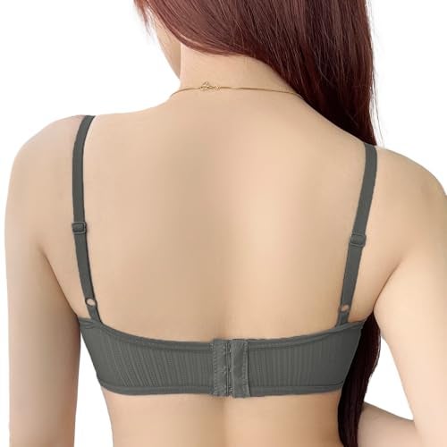 Luella Everyday Bra for Women Removable Pad, Cute Ribbon & Wireless T-Shirt Padded Bra for Women Daily Use/Fashionable Use Gray - Image 2
