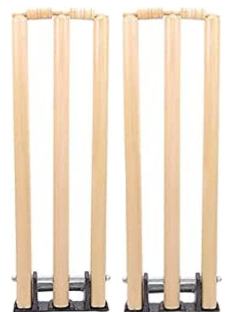 Generic Cricket Wooden Wicket Stumps with Spring Stand 28 Inch Durable Multi-Color (2pcs)  - Image 1