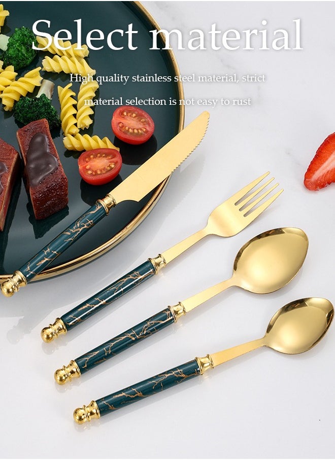 DUNISO 24 Pieces Of Stainless Steel Cutlery Set, Western Style Kitchen Utensil Set, Mirror Polished, With Knife, Fork, Spoon And Storage Rack, Suitable For Family Dining, Kitchen，Gatherings  - Image 5