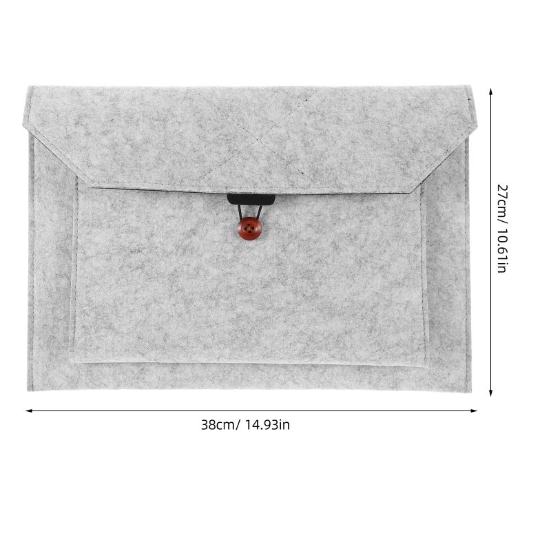 Light Gray 14 Inch Felt Laptop Sleeve Shockproof Padded Case for Notebook Tablet Travel - Image 3