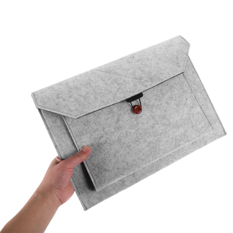 Light Gray 14 Inch Felt Laptop Sleeve Shockproof Padded Case for Notebook Tablet Travel - Image 5
