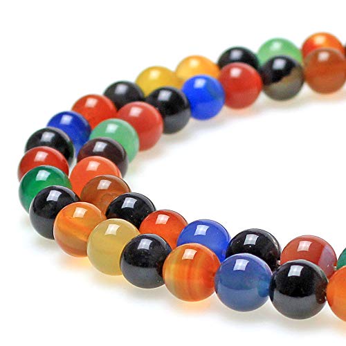 MJDCB Natural Stone Beads Colorful Agate Round Loose Beads for DIY Necklace Bracelat Jewelry Making (10mm) - Image 2
