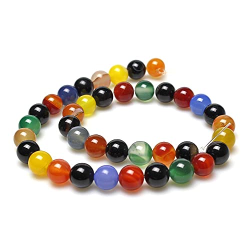 MJDCB Natural Stone Beads Colorful Agate Round Loose Beads for DIY Necklace Bracelat Jewelry Making (10mm) - Image 3