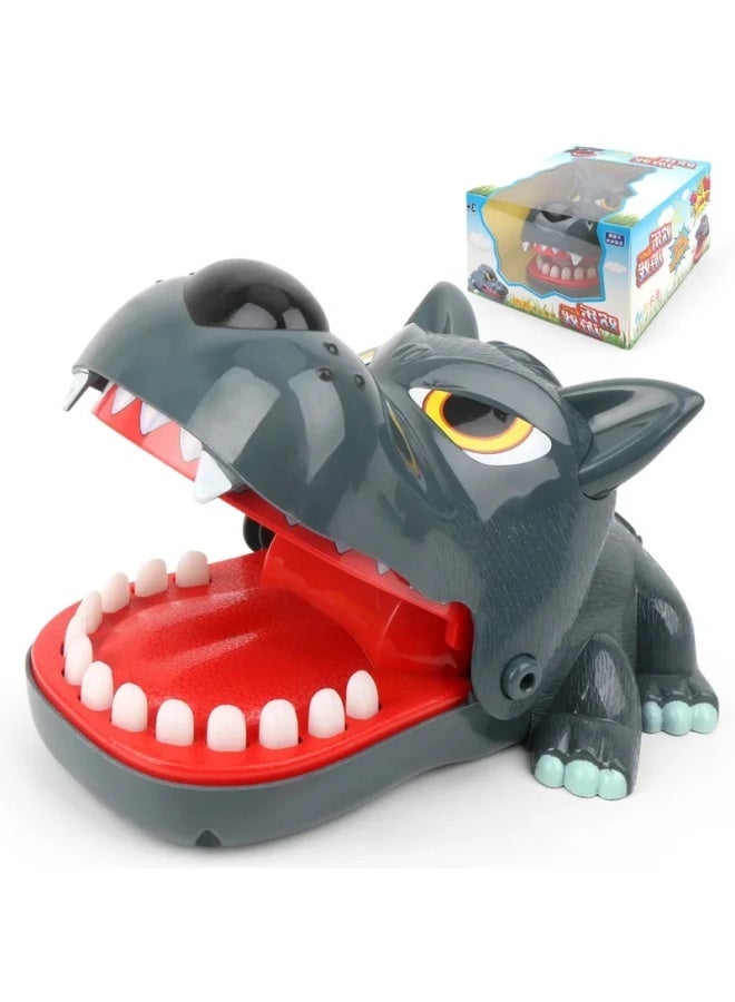 Stress Relief Shark Bite Finger Toy Evil Dog Dinosaur Pirate Bucket Parent-Child Interaction Children's Prank Toys-Color:Wolf [Window Box]] - Image 1