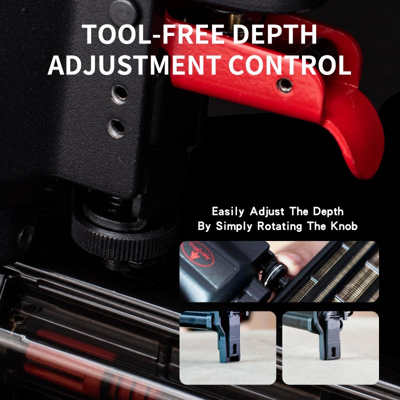 AEROPRO Tools Pneumatic Brad Nailer, 18 Gauge 2 in 1 Air Brad Nail Gun and Staple Gun with 1000pcs Nails for Upholstery, DIY Project, Woodworking - Image 3