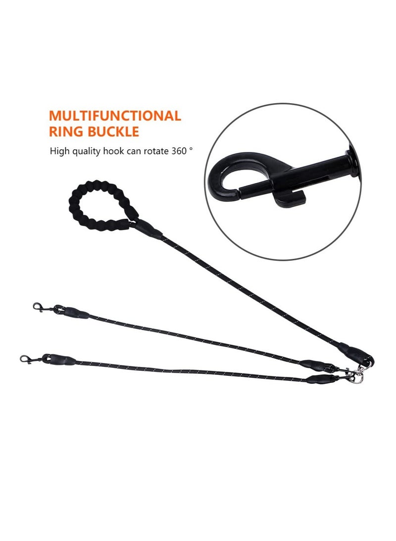 Dual Dog Leash with 360° Swivel, No Tangle Design, 2 Extra Traffic Handles for Large, Medium & Small Dogs - Perfect for Easy Walking & Control, Black  - Image 5