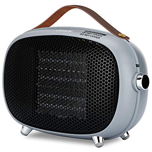 Teioe Space Heater, Teioe Mini Electric Space Heater 800W/400W, Small PTC Ceramic Heater with Tip-Over and Overheat Protection, 3 Operating Modes, Space Heaters for Office, Bedroom and Under Desk (GREY) - Image 1