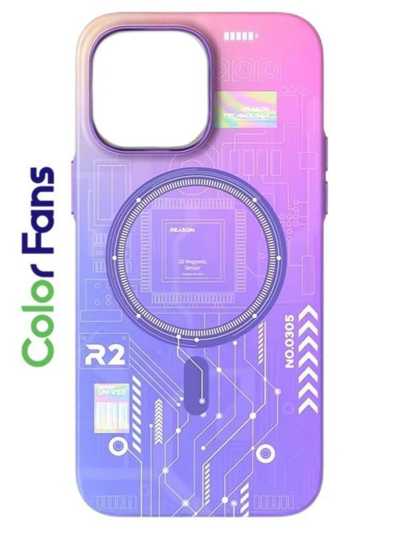 Color Fans - Luminous Tech Circuit Board Magnetic Wireless Case for iPhone 13 Pro Max 6.7 inch Cover - Image 1