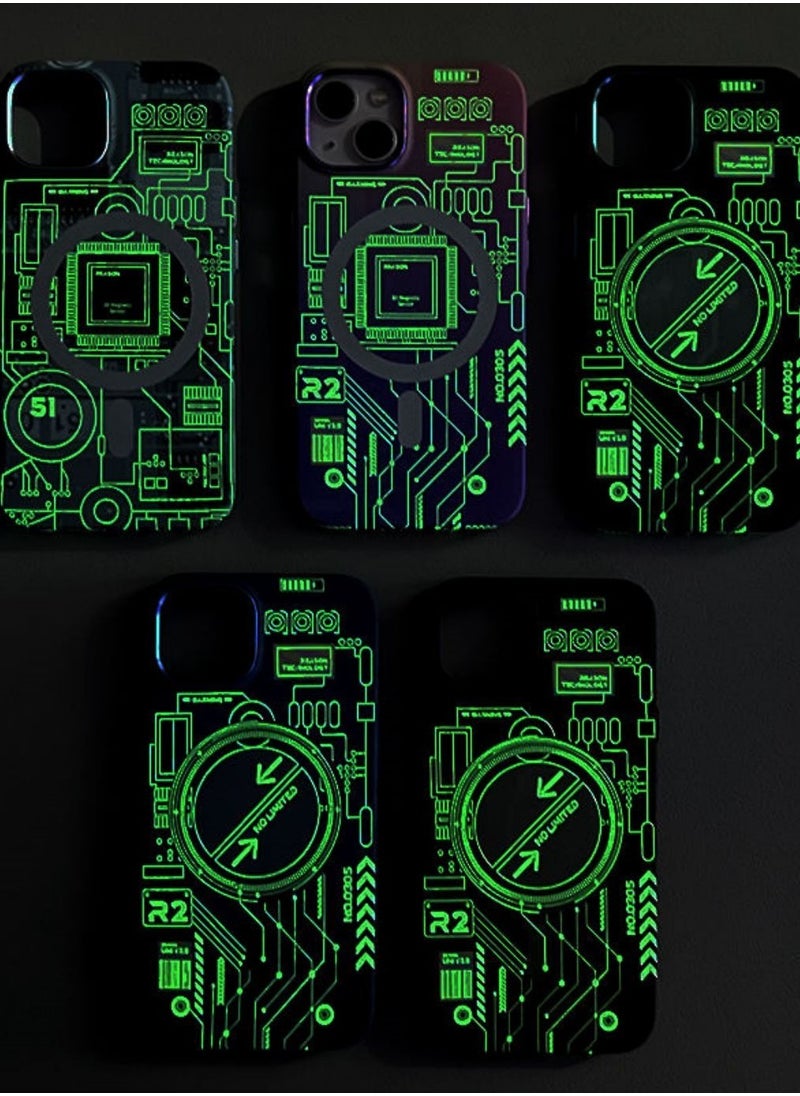 Color Fans - Luminous Tech Circuit Board Magnetic Wireless Case for iPhone 13 Pro Max 6.7 inch Cover - Image 1