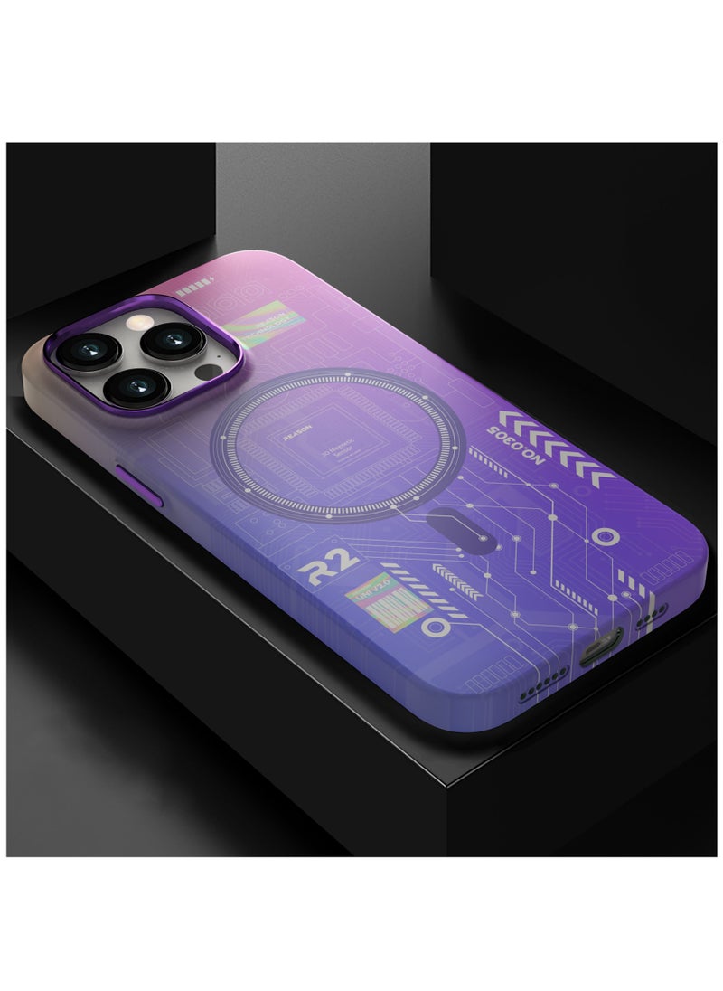 Color Fans - Luminous Tech Circuit Board Magnetic Wireless Case for iPhone 13 Pro Max 6.7 inch Cover - Image 1