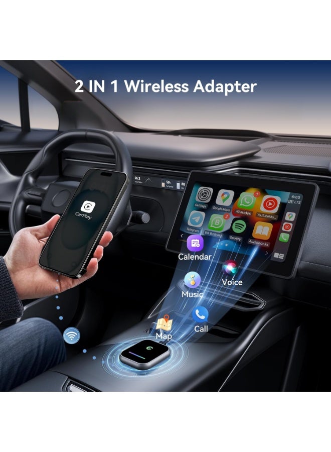 محول CarPlay لاسلكي لأجهزة iPhone وAndroid، يحول المحول السلكي إلى محول CarPlay لاسلكي، التوصيل والتشغيل، تحكم مستقر في السيارة مع زمن انتقال منخفض للسيارات المزودة بنظام CarPlay مدمج - Image 4