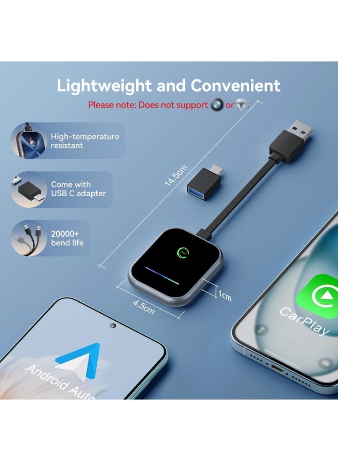 محول CarPlay لاسلكي لأجهزة iPhone وAndroid، يحول المحول السلكي إلى محول CarPlay لاسلكي، التوصيل والتشغيل، تحكم مستقر في السيارة مع زمن انتقال منخفض للسيارات المزودة بنظام CarPlay مدمج - Image 2