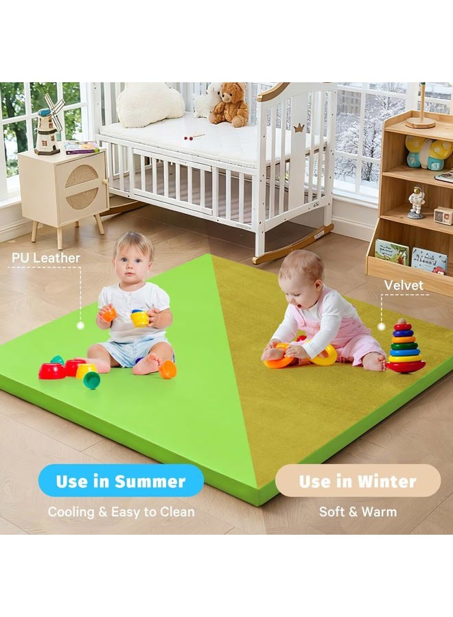ILPEOD Waterproof Baby Play Mat for Floor 1.3" Thick Memory Foam 50 * 50 Cushion Playpen Playmat Tummy Time Crawling Mat Nursery Rug Pad Mattress Create Soft & Saferea for Infants,Toddler,Kids,Green - Image 4
