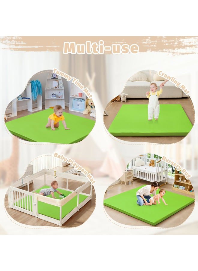 ILPEOD Waterproof Baby Play Mat for Floor 1.3" Thick Memory Foam 50 * 50 Cushion Playpen Playmat Tummy Time Crawling Mat Nursery Rug Pad Mattress Create Soft & Saferea for Infants,Toddler,Kids,Green - Image 3