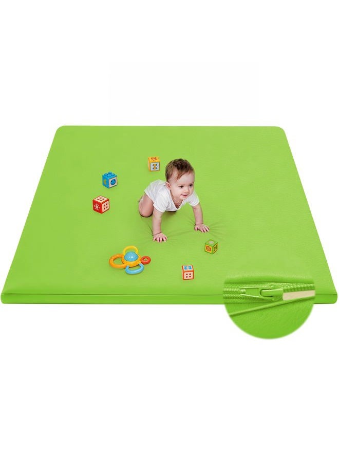 ILPEOD Waterproof Baby Play Mat for Floor 1.3" Thick Memory Foam 50 * 50 Cushion Playpen Playmat Tummy Time Crawling Mat Nursery Rug Pad Mattress Create Soft & Saferea for Infants,Toddler,Kids,Green - Image 1