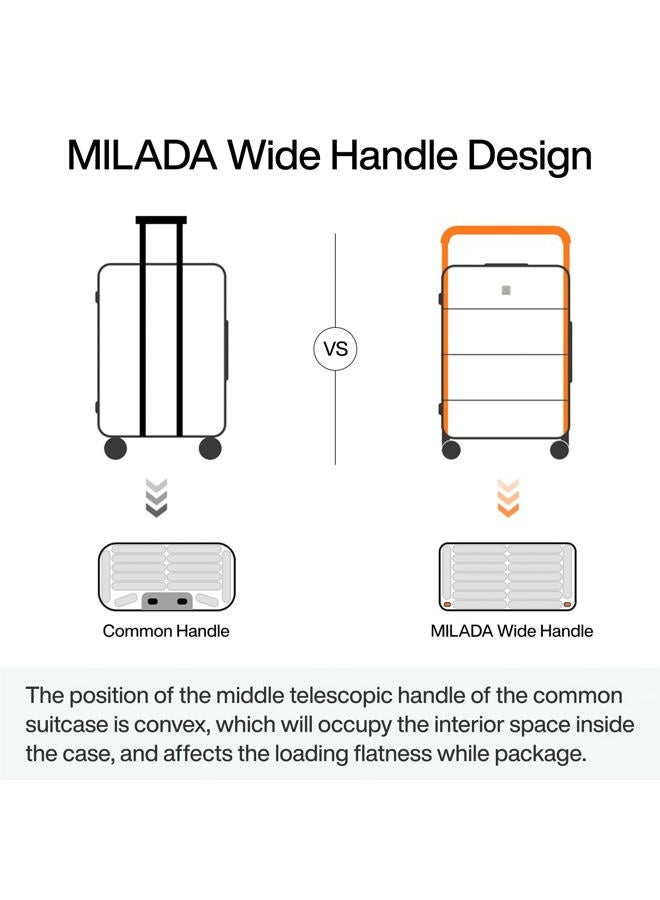 MILADA حقائب سفر صلبة معتمدة من شركات الطيران، حقائب يد 22x14x9، حقيبة سفر مع عجلات 20 بوصة، حقيبة سفر للنساء والرجال، سوداء - Image 4