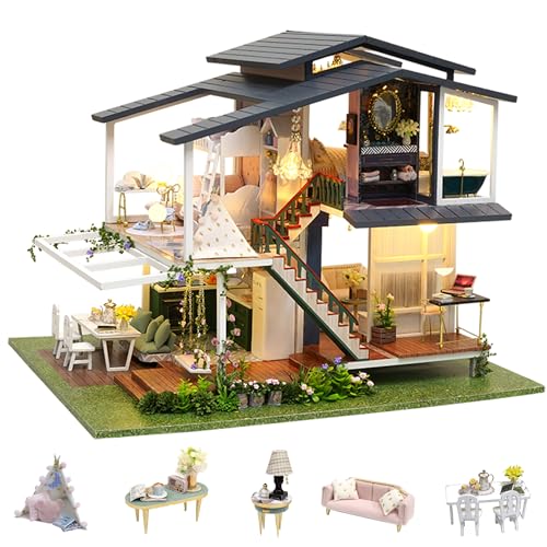 Flever Dollhouse Miniature DIY House Kit Creative Room with Furniture for Romantic Artwork Gift Monet Garden - Image 1