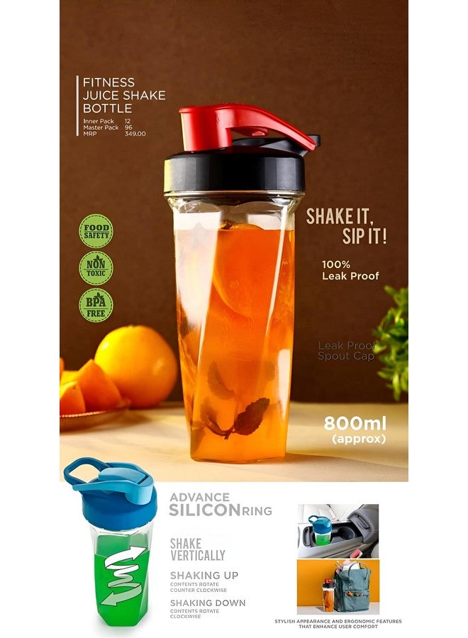 Simplyhut Simplyhut Fitness Juice Shaker Bottle - 800ml Plastic Transparent Protein Shaker with Leak-Proof Spout Cap for Smoothies, Juice & Water, Perfect BPA Free Sipper Bottle for Travel, Yoga, Gym & Workout  - Image 5
