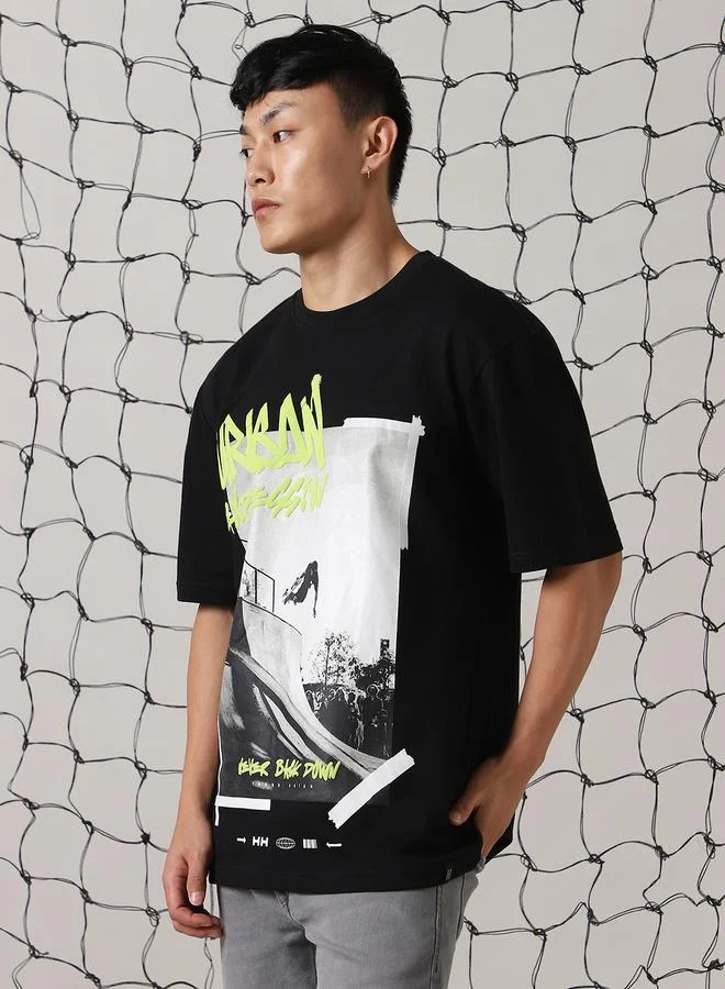 Hubberholme Men Printed Graphic Relaxed Fit T-Shirt