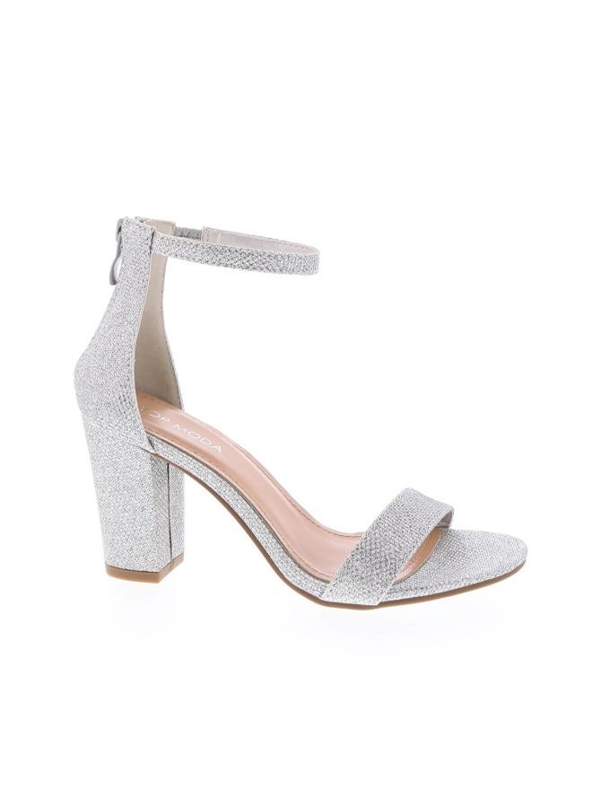 TOP Moda Womens Hannah-1 Platform Chunky Heel Metallic Glitter Party Ankle Strap High Heel Sandal,Silver,6 - Image 1