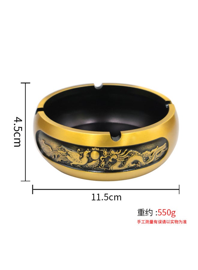 Brass Dragon And Phoenix Ashtray New Chinese Style Large Light Luxury High-end Household Living Room Office Anti-fly Ash Ashtray Ornaments
