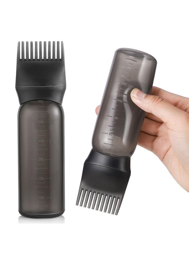 Pimoys Pimoys Root Comb Applicator Bottle 6 Ounce, Oil Applicator for Hair Dye, Hair Oiling Bottle Brush with Graduated Scale, Black - Image 1