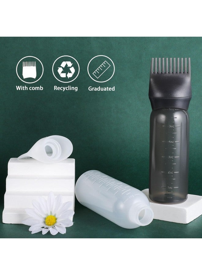 Pimoys Pimoys Root Comb Applicator Bottle 6 Ounce, Oil Applicator for Hair Dye, Hair Oiling Bottle Brush with Graduated Scale, Black - Image 3