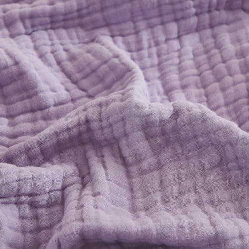 EMME Cotton Throw Blanket for Couch Soft Airy Muslin Bed Blankets Lightweight Breathable Blanket All Season Gauze Blanket, Lavender - Image 1