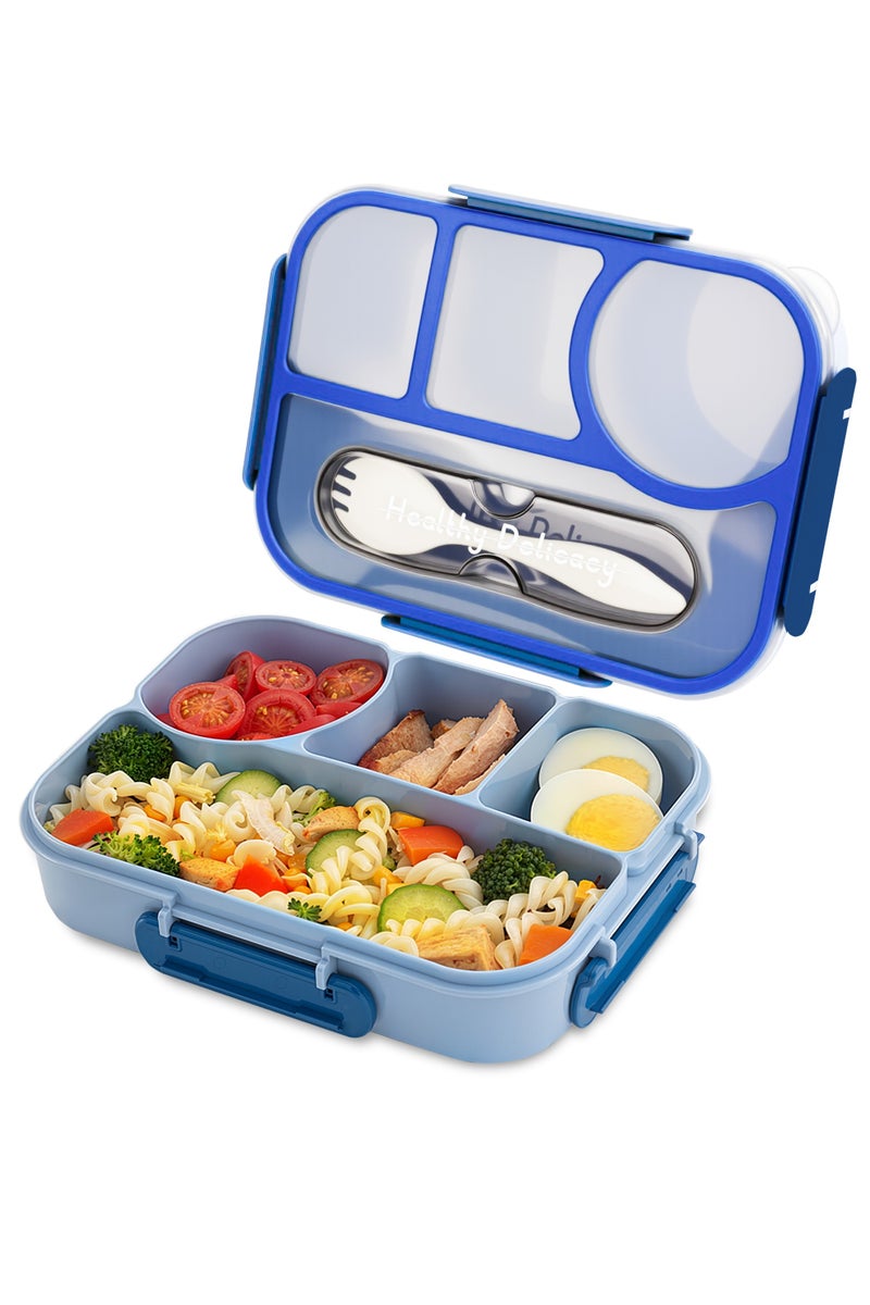 Necomi Children's Lunch Box, Children's School Lunch Box, 4-Compartment Lunch Box, Shatterproof and Leakproof, Dishwasher Safe(Blue)  - Image 1