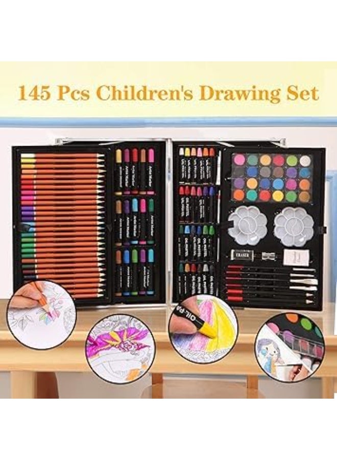 l'elefante Premium 145-Piece Art Set for Kids & Adults – Drawing & Painting Kit with Markers, Watercolors, Crayons, Pencils & Aluminum Case  - Image 5