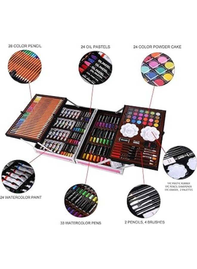 l'elefante Premium 145-Piece Art Set for Kids & Adults – Drawing & Painting Kit with Markers, Watercolors, Crayons, Pencils & Aluminum Case  - Image 2
