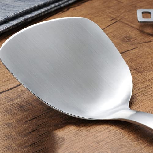 pepplo 1pc of Stainless Steel Spatula Vegetable Shovel Wooden Handle, Stainless Steel Pearl Turner Perforated Server - Image 5