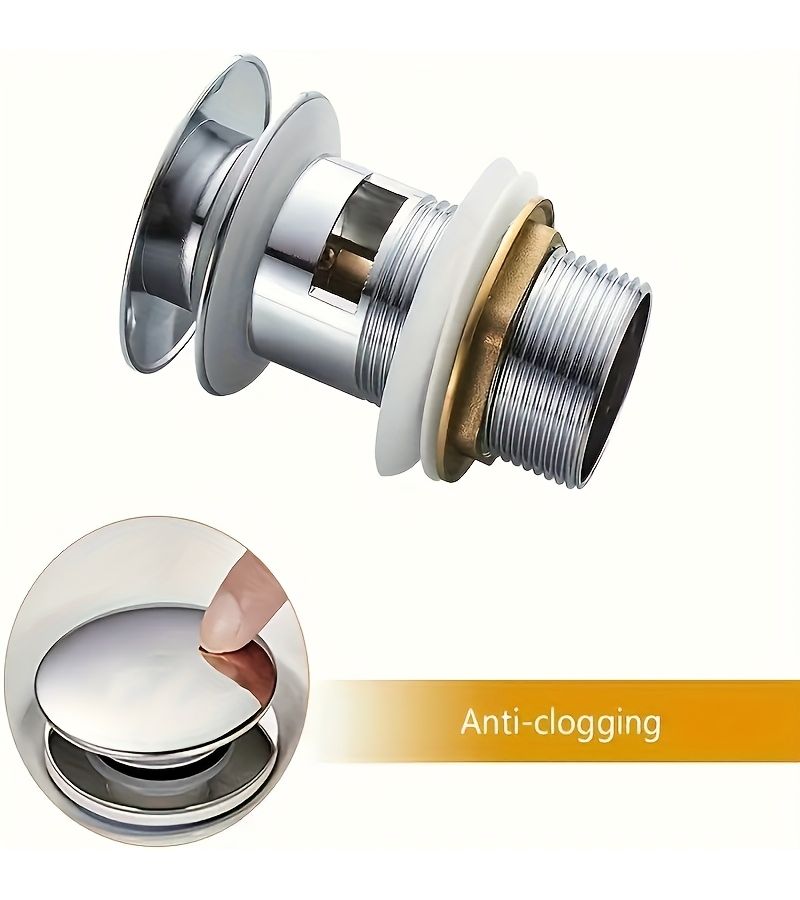 Silver Stainless Steel Pop Up Drain Button Bathroom Sink Plug - Image 4