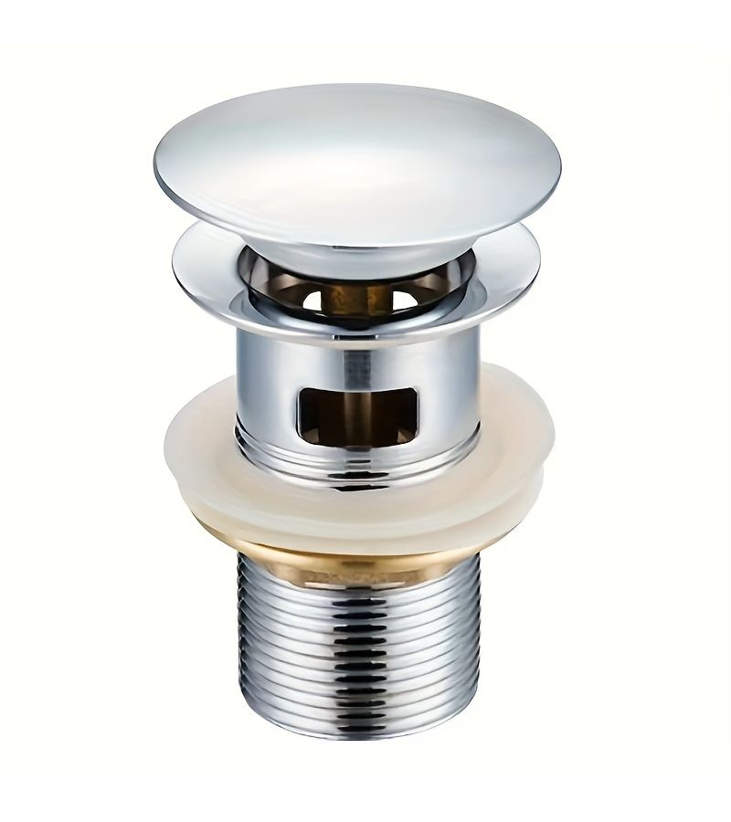 Silver Stainless Steel Pop Up Drain Button Bathroom Sink Plug - Image 2