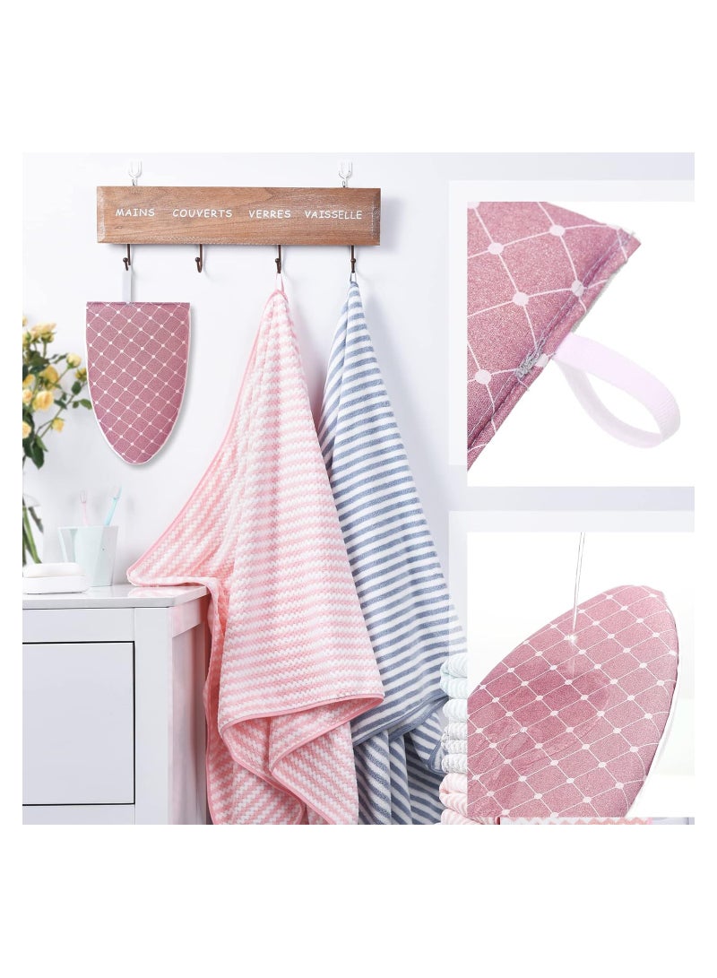 Excefore 2 Pieces Gloves for Steamer Garment Steamer Ironing Gloves Waterproof Anti Steam Mitt with Finger Loop Heat Resistant Ironing Board for Clothes Steamers Protective Ironing Board Holder (Pink, Plaid)  - Image 3