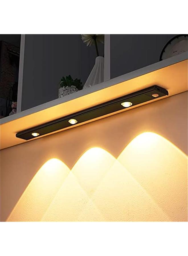 ارابيست مصباح LED بمستشعر حركة للاماكن الداخلية 3 اوضاع اضاءة لاسلكية قابلة لاعادة الشحن بمنفذ USB ليلي مغناطيسي قابل للتعتيم لاسفل المنضدة للخزانة اسود - Image 1
