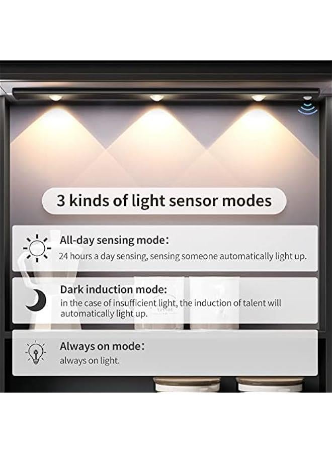 ارابيست مصباح LED بمستشعر حركة للاماكن الداخلية 3 اوضاع اضاءة لاسلكية قابلة لاعادة الشحن بمنفذ USB ليلي مغناطيسي قابل للتعتيم لاسفل المنضدة للخزانة اسود - Image 3
