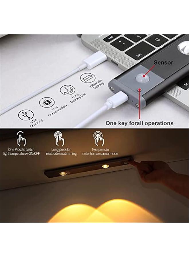 ارابيست مصباح LED بمستشعر حركة للاماكن الداخلية 3 اوضاع اضاءة لاسلكية قابلة لاعادة الشحن بمنفذ USB ليلي مغناطيسي قابل للتعتيم لاسفل المنضدة للخزانة اسود - Image 4