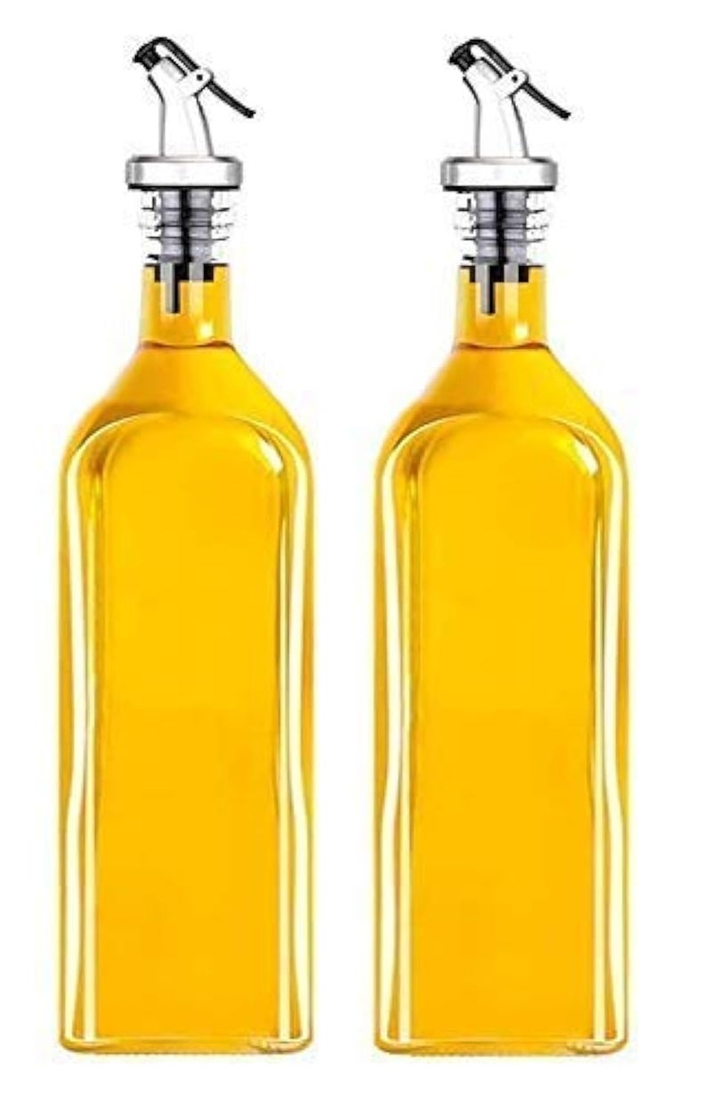 Avora Oil Dispenser for Kitchen 1 Litre Glass Clear 1000 ml Pack of 2 Clear