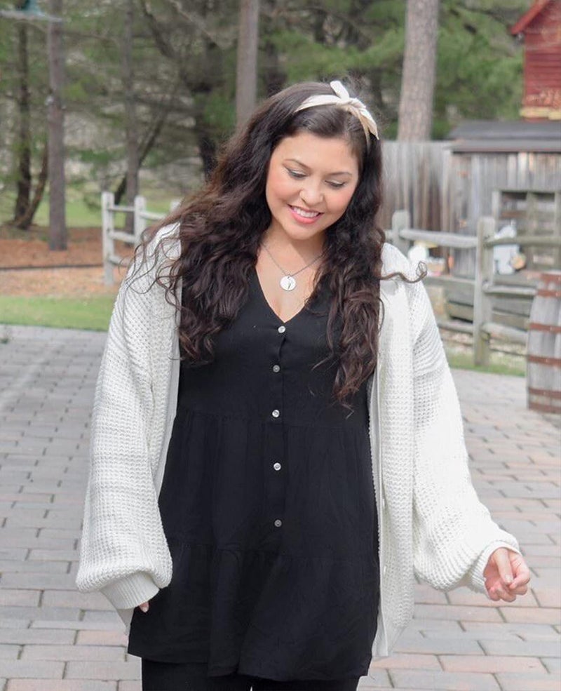 QUALFORT Cardigan Sweaters for Women 100% Cotton Button-Down Oversized Knit Outerwear Fall Tops for Women 2026 Off-White - Image 3