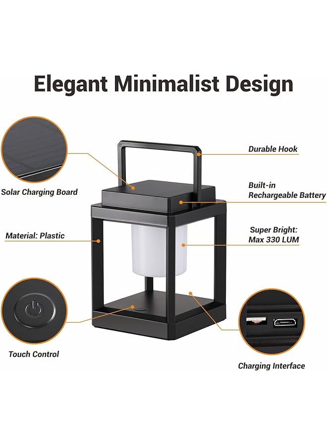 KASTWAVE Outdoor Camping Lamp LED Portable Rechargeable Solar Lamp Waterproof & Touch Control Outdoor Lamps Cordless Lights Outdoor Table Lamp for Patio Walking Camping Emergencies Power Outages - Image 3