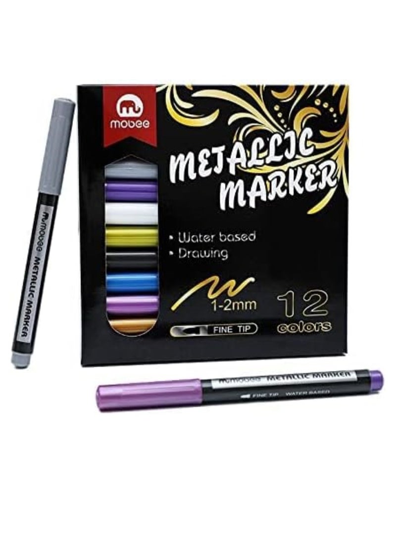 موبي-اقلام ماركر بطرف رفيع عبوة من 12 قطعة - Image 1
