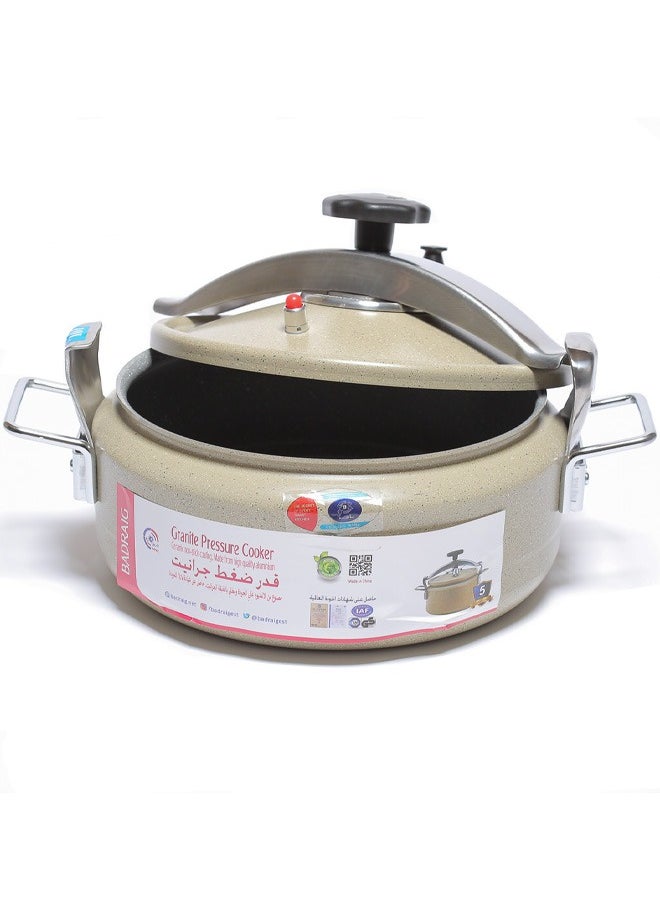 Badraig Aluminum Granite Pressure Cooker Wide Design Pressure Pot Arabic Cooker Beige Grey Available Sizes 5.7L 7.5L 10L 12L 15L 17L  - Image 4