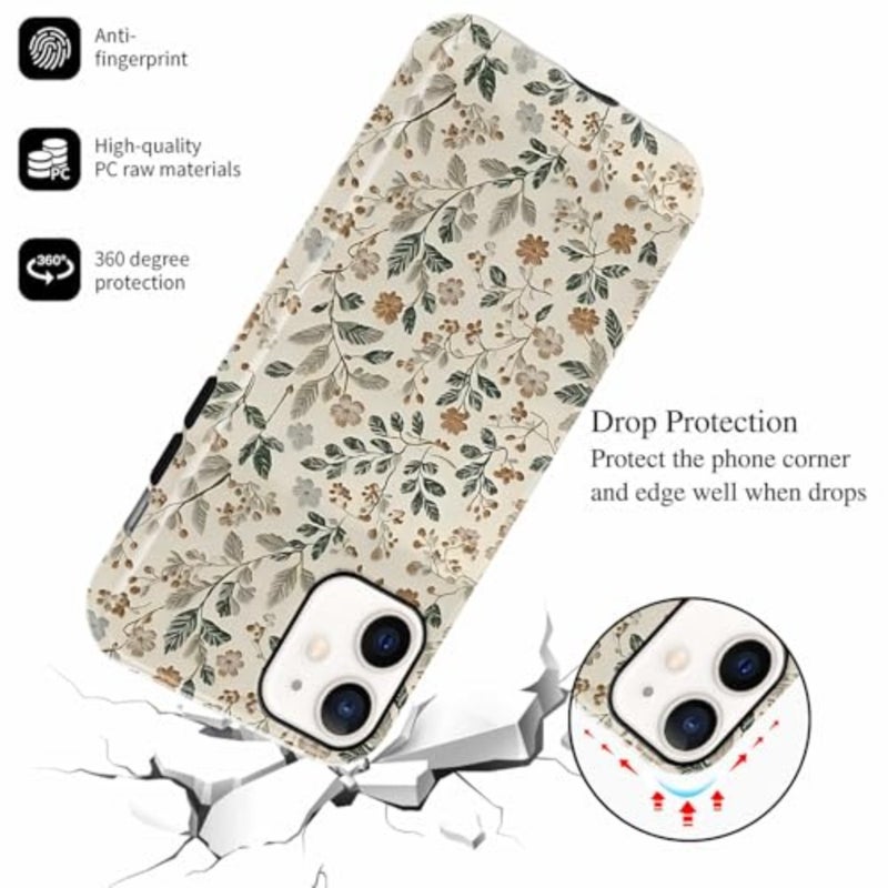Pretty White Spring Flower Leaves Phone Ca 6.1", Cute WildSpring Flower Floral Vine Print Design Cover for Girls Women, Soft TPU Protective Shockproof Funda 12 - Image 5
