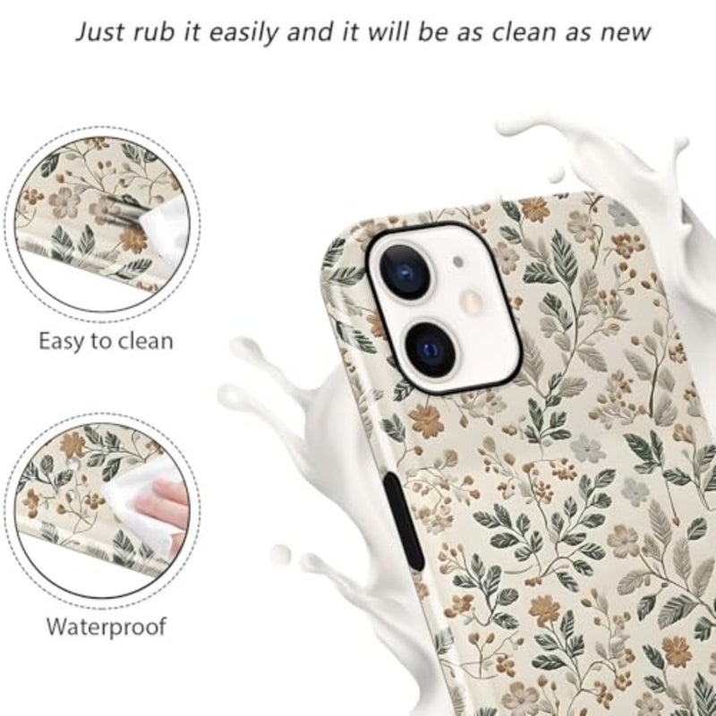 Pretty White Spring Flower Leaves Phone Ca 6.1", Cute WildSpring Flower Floral Vine Print Design Cover for Girls Women, Soft TPU Protective Shockproof Funda 12 - Image 4