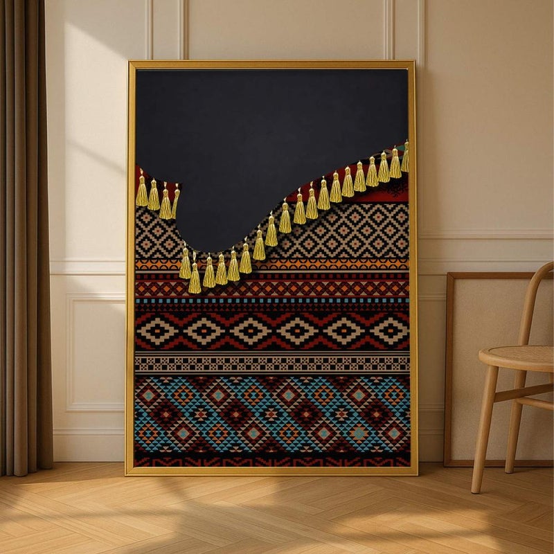 Marktna Canvas painting with a traditional art design and a hollow frame, measuring (40×60), one piece - Image 1