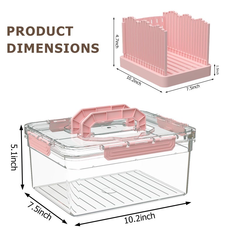 LLMRR Bread Box with Slicer, Portable Airtight Bread Storage Container with Lid Handle for Kitchen Counter, Bread Keeper for Homemade Bread,Toast, Bagel, Cookies, Pink - Image 3